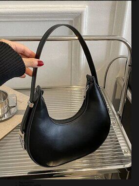 Cute Small Crescent Shaped Black Purse - NEW